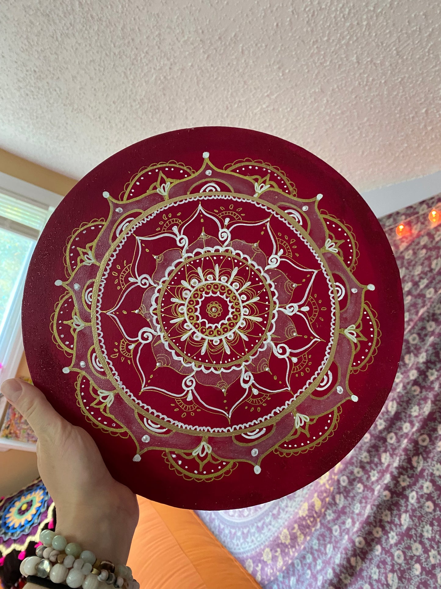 Handmade Burgundy Mandala