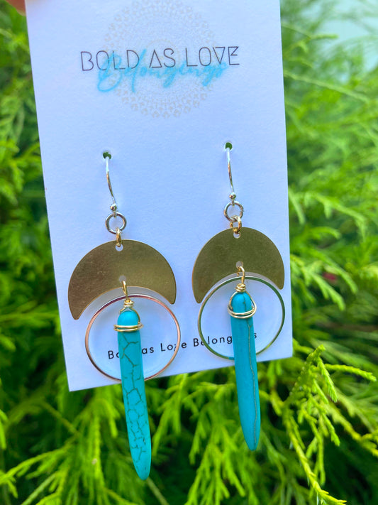 Turquoise Mixed Metal Earrings