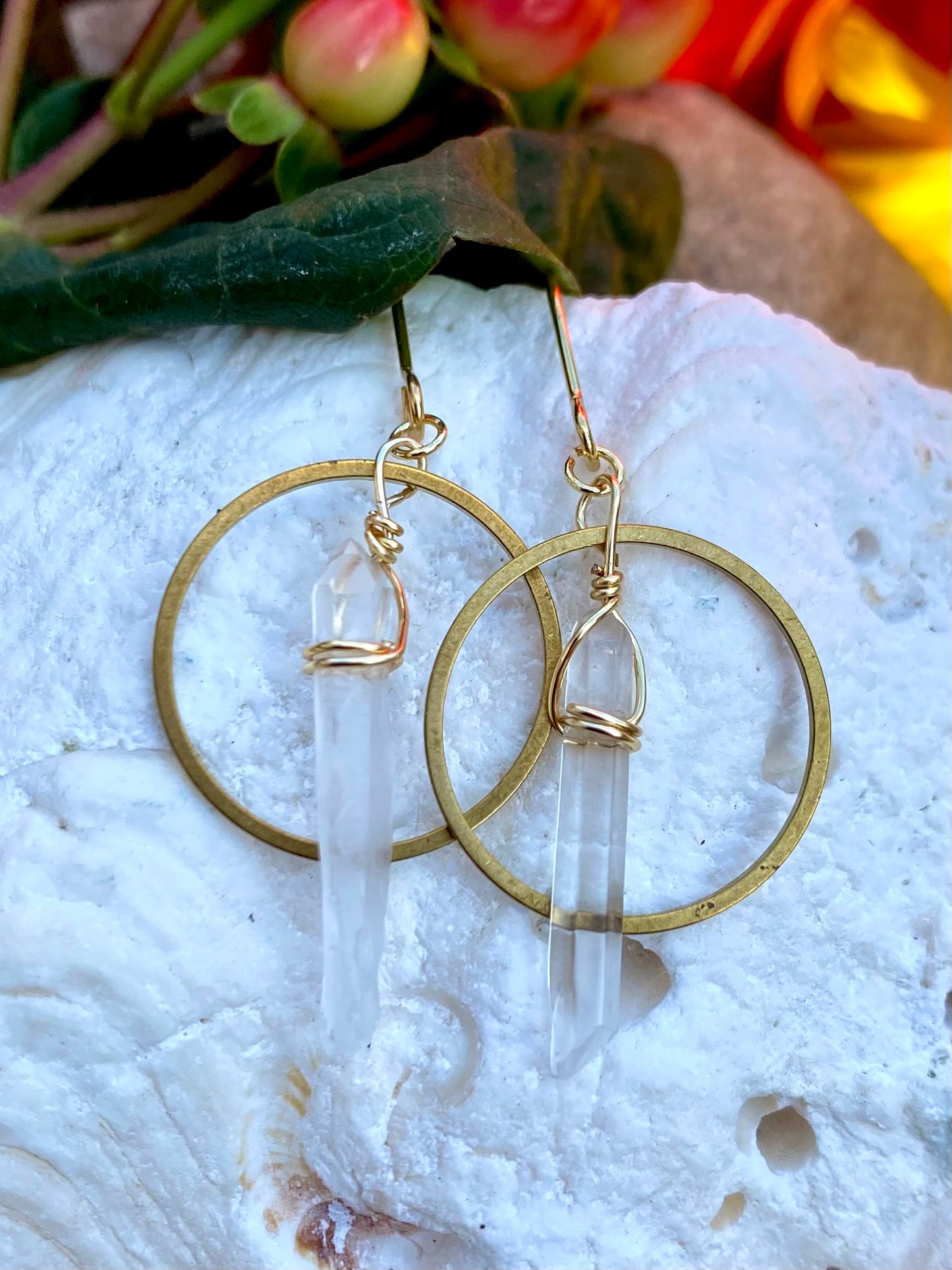 Short Quartz Crystal Boho Chic Earrings