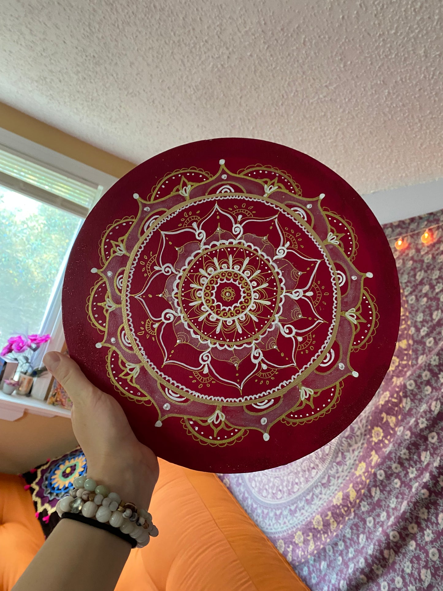Handmade Burgundy Mandala