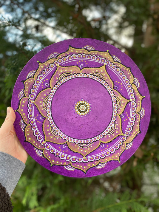 Boho Bliss Handmade Acrylic Mandala Purple Bohemian Wall Art