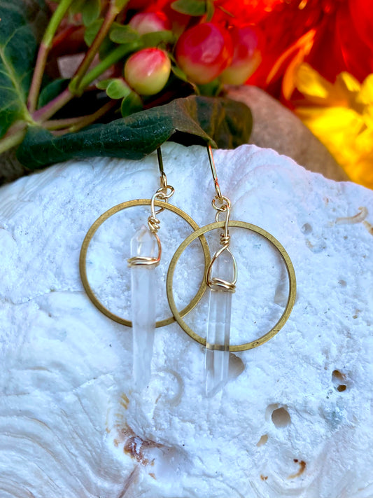 Short Quartz Crystal Boho Chic Earrings