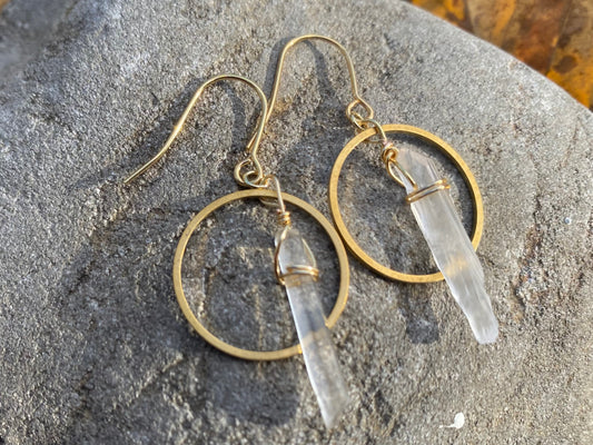 Short Quartz Crystal Boho Chic Earrings