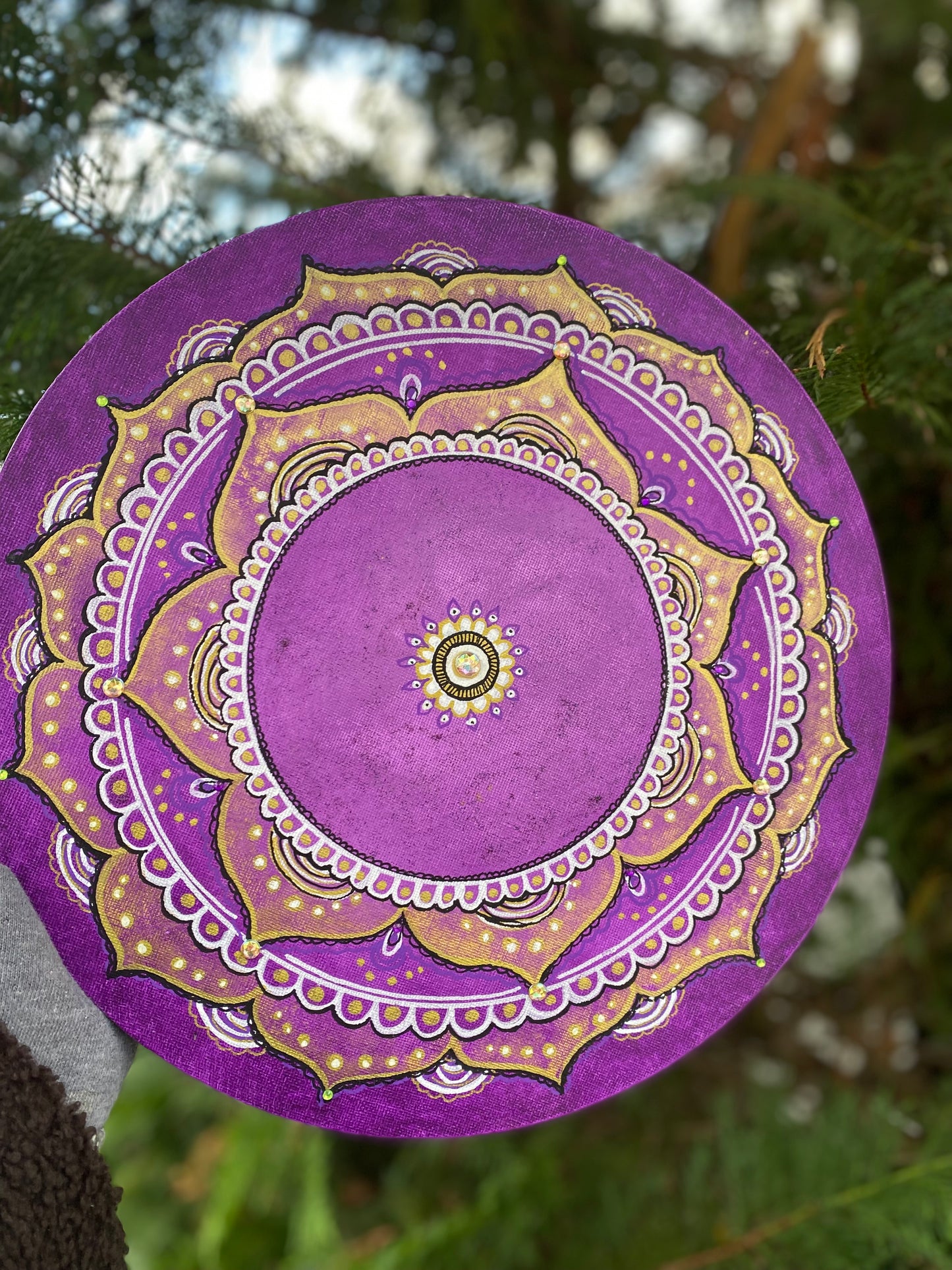 Boho Bliss Handmade Acrylic Mandala Purple Bohemian Wall Art