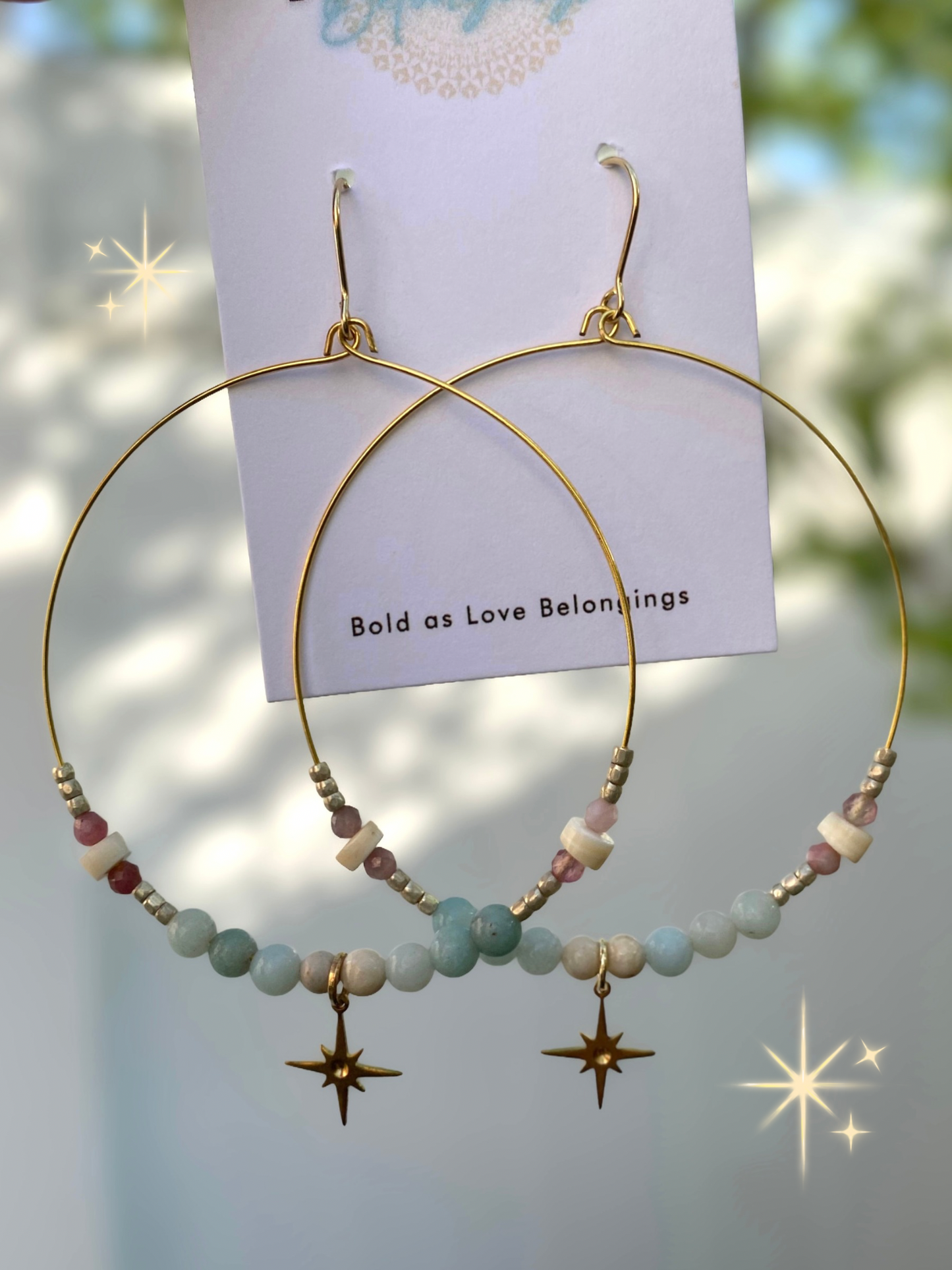Large Amazonite Bohemian Star Hoops