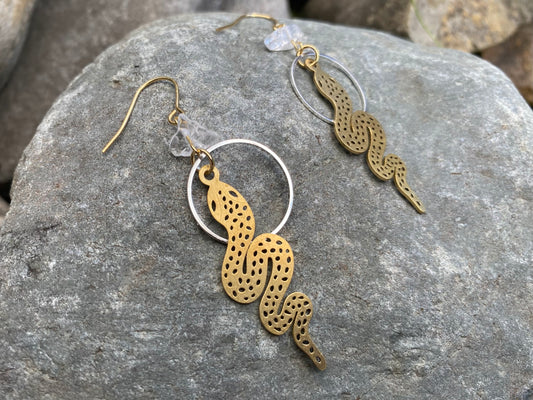 Snake Earrings for Woman Bohemian Witchy Jewelry Crystal Earrings