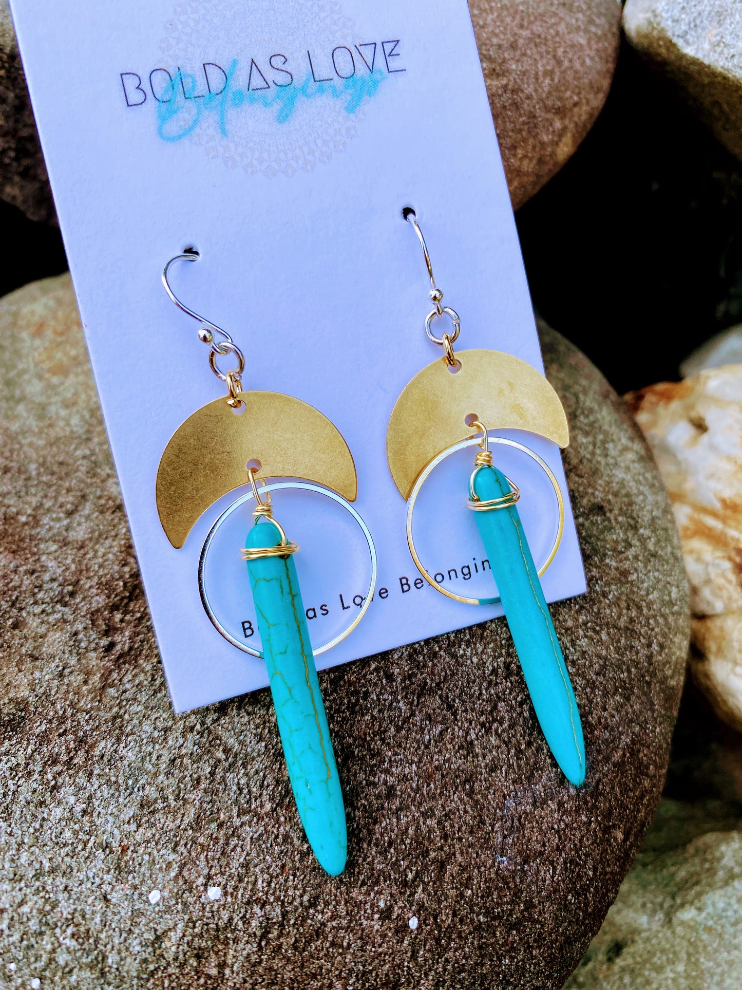 Turquoise Mixed Metal Earrings