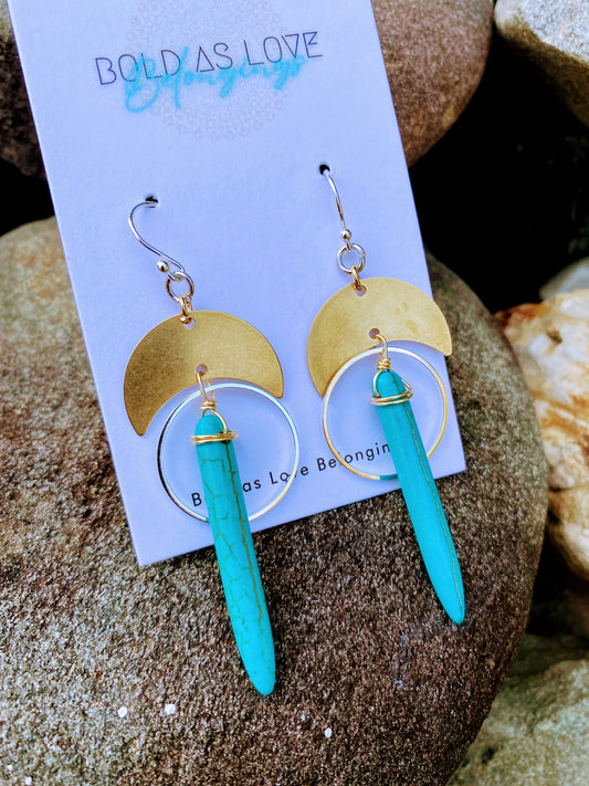 Turquoise Mixed Metal Earrings