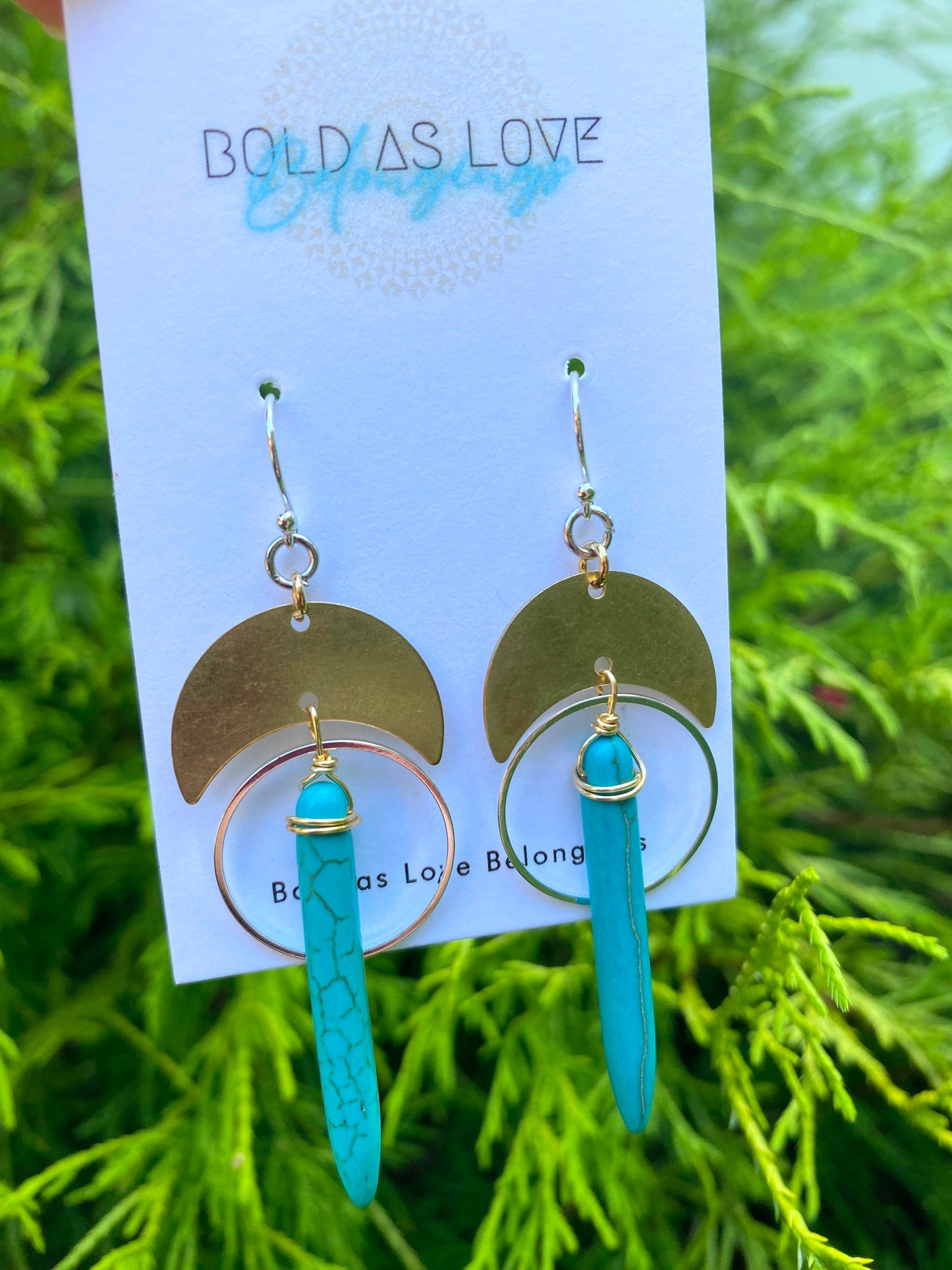 Turquoise Mixed Metal Earrings